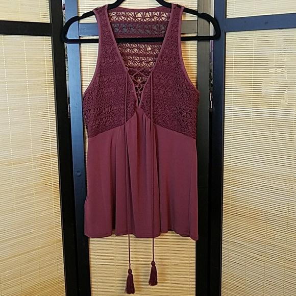 BCBGeneration Tops - BCBG Sleeveless Lace Up Crochet Top